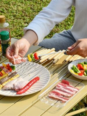 Barbecue Spiezen – 10 Stuks – Voor Marshmallows, Worstjes & Groenten – Houten Handvat - Afbeelding 3