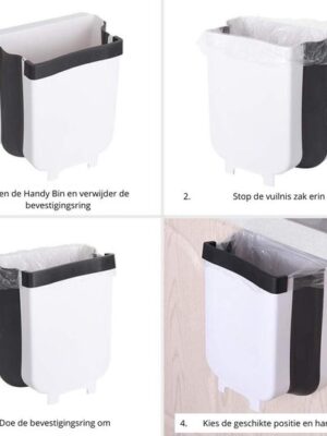 Handy Bin - Afvalbakje aanrecht - Uitschuifbaar - Keuken prullenbak - WIT - Afbeelding 8
