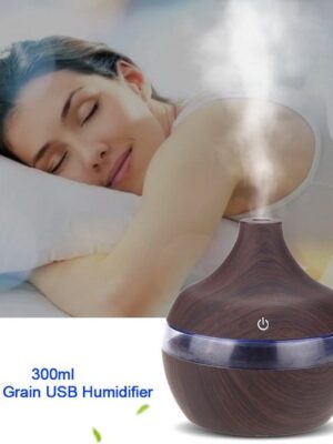 Aroma Diffuser 300 ml - Luchtbevochtiger - LED Verlichting - Ultrasoon - Etherische Olie - 300ml - BPA-vrij - Automatische Uitschakeling - Donkerbruin - Afbeelding 4