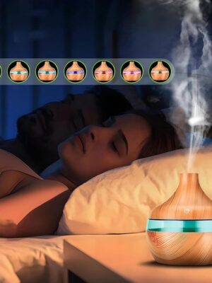Aroma Diffuser 300 ml Ultrasone Luchtbevochtiger met LED Verlichting BPA-vrij Hout Wit - Afbeelding 3