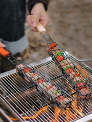 BBQ Grillmand – 2 Stuks – Inklapbaar Klemrooster met Handvat - Afbeelding 3