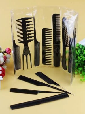 Kammen set - 10 delige - Zwart - Klein set - Transparante opbergtas - Afbeelding 10