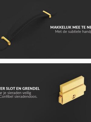 Luxe Sieradendoos 20 Compartimenten - Chique Sieradenbox voor Juwelen - Sieraden - Oorbellen - Ketting - Juwelendoos - Organizer - Sieraden doosje Meisje - Zwart - Afbeelding 3
