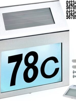 RVS Huisnummer Met Solar LED Verlichting - Huisnummerverlichting / Verlicht Huisnummerbord Op Zonne Energie / Solar Met Cijfers 1/2/3/4/5/6/7/8/9/0 - Afbeelding 15