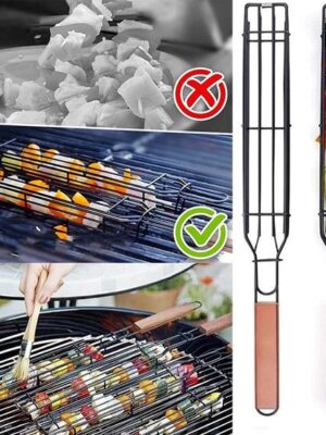 BBQ Grillmand – 2 Stuks – Inklapbaar Klemrooster met Handvat - Afbeelding 4