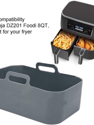 Herbruikbare Siliconen Bakjes - Airfryer siliconen bakje - BPA Vrij - Wasbaar Bakpapier voor Dubbele Heteluchtfriteuse - Airfryer Bakvorm - Zwart - Afbeelding 7