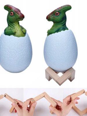 Dinosauruslamp - Kinderlamp LED - oplaadbaar - Triceratops ei lamp - Nachtlamp kinderen dinosaurus - RGB kinderlampje - LED nachtlamp dinosaurus - Nachtlamp met houten voet - Cadeau voor kinderen - Afbeelding 9