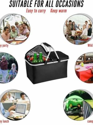 IBBO® - Picknickmand Koeltas - Opvouwbaar - Opvouwbare Thermische Picknickmand - Picknick Rugzak - Picknick Tas - Fleskoeler - Duurzaam - Picknickmand - Opvouwbare thermische mand om te winkelen - Picknickmand - Groen - Afbeelding 6