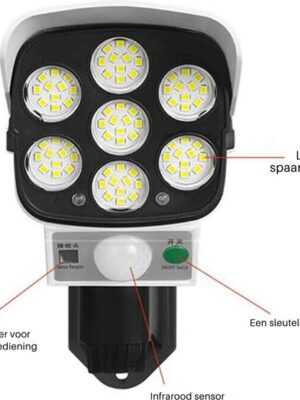 Up / Dummy Camera / Buitenverlichting / 77 Led / Solar / Bewegingssensor / Beveiliging / Draadloos / Buiten / IP65 Waterdichte Lamp / 3 Modus Voor Thuis Tuin - Afbeelding 4