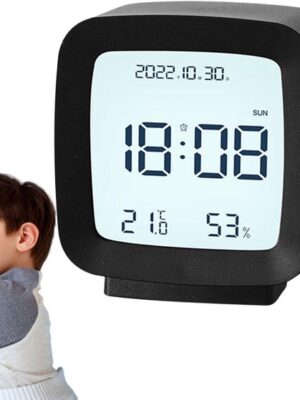 Wekker met LCD Display - Alarmklok met Snooze Functie - Wekker met Temperatuur - Wekker met Luchtvochtigheidsmeter - Multifunctionele Digitale Klok met Datum - Modern Design - Zwart - Afbeelding 3