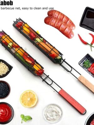 BBQ Grillmand – 2 Stuks – Inklapbaar Klemrooster met Handvat - Afbeelding 5