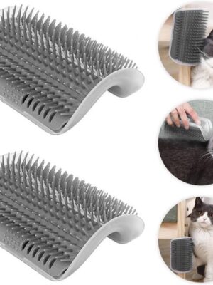 2x Katten Hoekborstel - Haarverwijdering Borstel - Self Groomer - Katten Massageborstel - Kat Borstel - Kat Speelgoed - 2 stuks - Grijs - Afbeelding 3