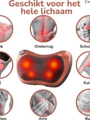 Shiatsu Massage Kussen - Elektrisch - Nek/Rug/Voeten - Met Warmte Functie - Voor In De Auto - Op Kantoor - Bruin - Afbeelding 9