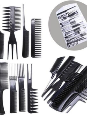 Kammen set - 10 delige - Zwart - Klein set - Transparante opbergtas - Afbeelding 7