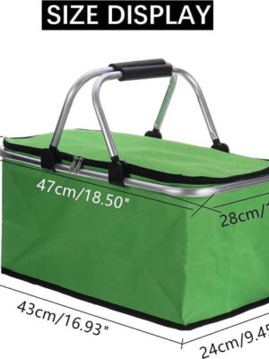 IBBO® - Picknickmand Koeltas - Opvouwbaar - Opvouwbare Thermische Picknickmand - Picknick Rugzak - Picknick Tas - Fleskoeler - Duurzaam - Picknickmand - Opvouwbare thermische mand om te winkelen - Picknickmand - Groen - Afbeelding 5