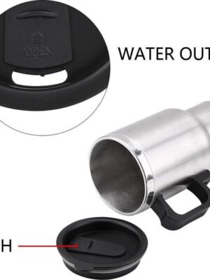 Auto Thermo Beker 400 ml - Warmhoudbeker Auto - 12V Verwarmingsbeker - RVS Beker - Elektrische Thermosbeker - Autokoffiebeker - Reisbeker Verwarming - Koffiebeker Auto - Afbeelding 4