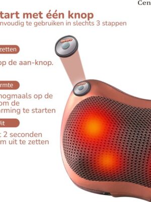 Shiatsu Massage Kussen - Elektrisch - Nek/Rug/Voeten - Met Warmte Functie - Voor In De Auto - Op Kantoor - Bruin - Afbeelding 8