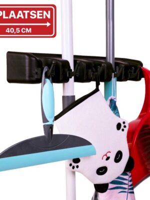 Luxe Bezem Ophangsysteem - Bezemhouder - Tool hanger - Opbergsysteem - Ophanghaken - 5 Klemmen + 6 Haken - Tuingereedschap opbergen - Gereedschap opbergen - Zwart - Afbeelding 6