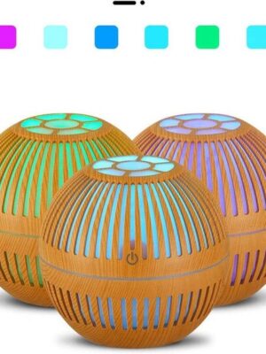 Luchtbevochtiger | Humidifier 300ML | Vernevelaar | Waterverdamper | 7 kleuren LED | Lichtbruin - Afbeelding 3