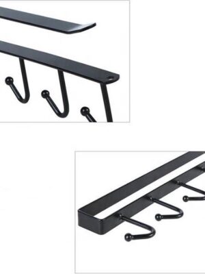 2 Stuks - Keuken Opbergrek - Ophangrek - Ophanghaken - bekerrek - Keukenrail - Mokkenrek - Handdoekhouder - kopjesrek - Keukenkast organizer - Zwart - Afbeelding 6