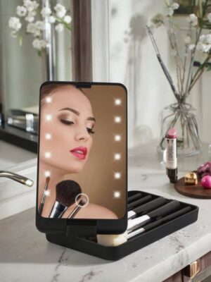 LED cosmeticaspiegel - Make-up spiegel - Reisspiegel - Opvouwbare spiegel - LED make-upspiegel - Draagbare spiegel -Oplaadbare spiegel - Verlichte spiegel - Zwart - Afbeelding 7