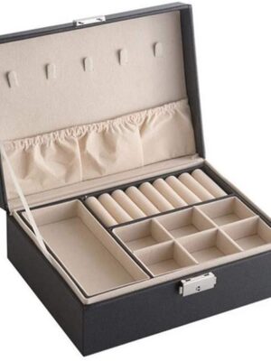 Sieradendoos Luxe – Eco Leer – Zwart - Afbeelding 9