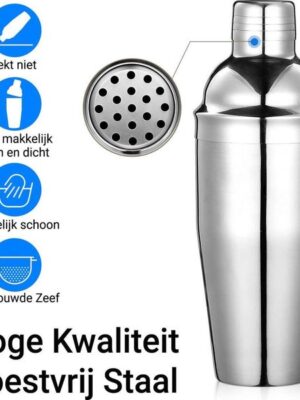 professionele Cocktail shaker set - 6 delig - Cocktailshaker - Cocktailset - Cocktailset voor thuis - RVS cocktail set - mixset voor drankjes - Afbeelding 5