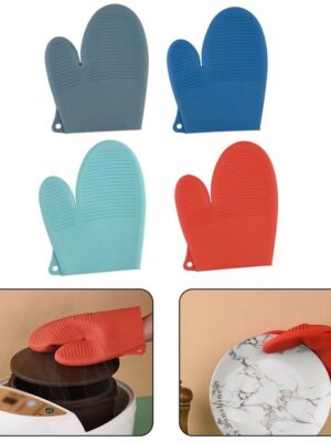 Pannenlap - Siliconen - Set van 2 stuks - Warmtebestendig - Hittebestendig - Ovenwanten - Ovenhandschoenen - Keuken - BBQ - Anti-verbrandingshandschoenen - antislip rubber - hoge temperatuur - anti-hete handschoenen - Blauw - Afbeelding 10