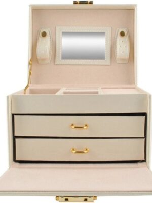 Luxe Sieradendoos 20 Compartimenten - Chique Sieradenbox voor Juwelen - Sieraden - Oorbellen - Ketting - Juwelendoos - Organizer - Sieraden doosje Meisje - Beige - Afbeelding 4