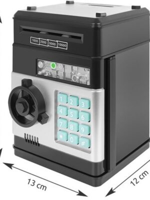 Elektronische Spaarpot Kluis - Kindersafe met PIN-code - Geluid & Licht - Voor Munten en Biljetten - Leerzaam Speelgoed - kinderspaarpot - kind atm - Zwart - Afbeelding 3