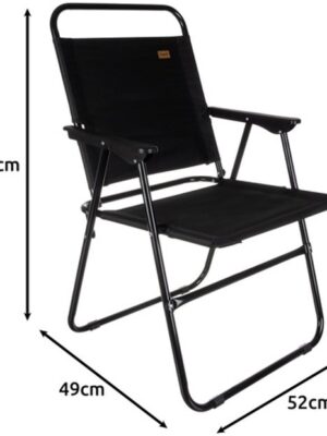 Campingstoel opvouwbaar – Tuinstoel inklapbaar – Verstevigd – Draagbaar – Tuin, Strand of Camping – 75x50 cm – Zwart – Max 150 kg - Afbeelding 8