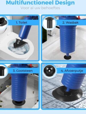 Coselle Ontstoppingspistool - Wc - Gootsteen - Riool - Afvoer - Plopper - Rioolveer - Ontstoppingsveer - Afbeelding 4