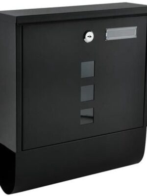 Luxe Brievenbus Wand Hangend - Postbus Mailbox - Wandbrievenbus - Luxe Brievenbus - met Krantenrol - RVS - Zwart - Afbeelding 6