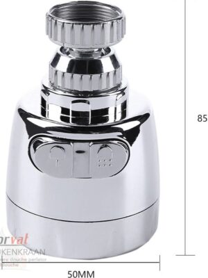 Borvat® - Draaibare douche perlator - Voor keukenkraan - Kraan kop zilver - Waterbesparende kraankop - Krachtige kraankop - roterende sproeikop - 360 graden - Kraan opzetstuk - 2 Stuks - Afbeelding 9