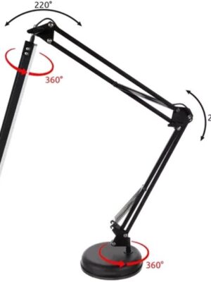 2-in-1 LED USB Bureaulamp met Klem en Standaard - LED bureaulamp verstelbaar 3 Lichtkleuren – 10 Helderheidsniveaus - Verstelbaar & Buigbaar - Energiezuinige usb lamp - Zwart - Afbeelding 9