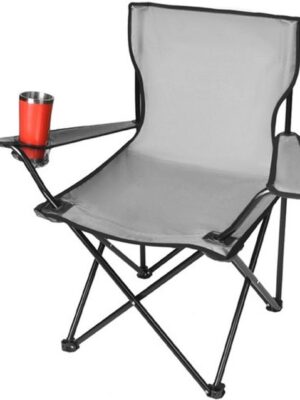 Opvouwbare Vissersstoel met Draagtas - Comfortabele Campingstoel - opvouwbare buitenstoel - strandstoel - Versterkt Frame - draagbare visstoel - Grijs - Afbeelding 7