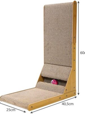 Krabplank - kartonnen krabmat - Hoek krabmeubel - Katten krabmeubel met bal - Verticale en horizontale krabmat - MDF krabplank - Speelplek kat - Kattenmeubel met tunnel - Krabmeubel met speelgoed - Afbeelding 5