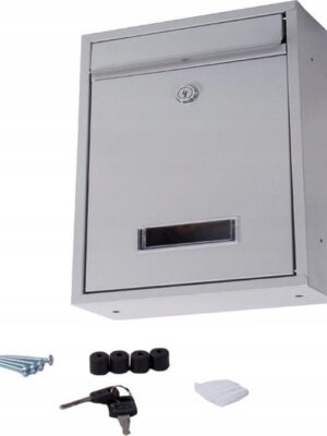RVS Wandbrievenbus – Hangende Brievenbus met Slot, Klep & Naamplaathouder – Zilver - Afbeelding 4