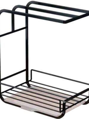 Gootsteen Organizer - Vaatdoekhouder Organizer - Aanrecht en Keuken Organiser - Theedoekhouder - Afwasborstel en Sponshouder voor Gootsteen - Zwart - Afbeelding 6