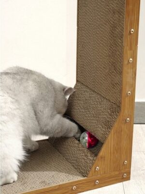 Krabplank - kartonnen krabmat - Hoek krabmeubel - Katten krabmeubel met bal - Verticale en horizontale krabmat - MDF krabplank - Speelplek kat - Kattenmeubel met tunnel - Krabmeubel met speelgoed - Afbeelding 3