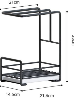 Gootsteen Organizer - Vaatdoekhouder Organizer - Aanrecht en Keuken Organiser - Theedoekhouder - Afwasborstel en Sponshouder voor Gootsteen - Zwart - Afbeelding 5