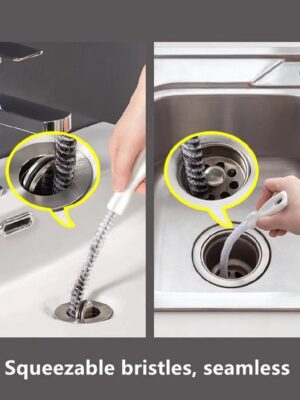 Flexibele ontstopper borstel - Afvoerreiniger - Lange afvoerborstel - Haarverwijderaar afvoer - Ontstopper keuken - Ontstopper badkamer - Afvoer schoonmaken - Rioolborstel - 60 Cm - Afbeelding 3