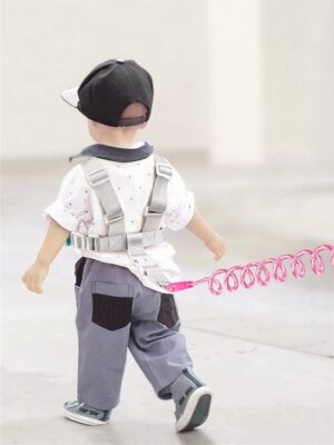 Kindertuigje - 2 in 1 Harnas en Polstuigje – Polstuigje Met Slot - Gordel Touw - armband 2m - Wandelen Veiligheid Baby- Roze - Afbeelding 7