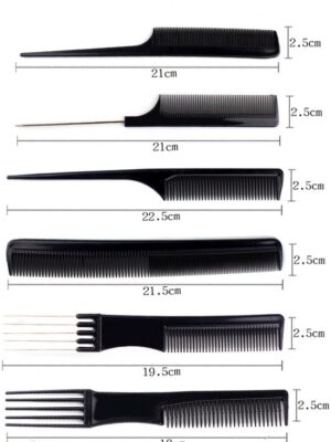Kammen set - 10 delige - Zwart - Klein set - Transparante opbergtas - Afbeelding 12