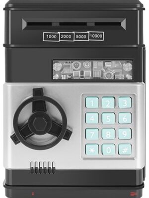 Elektronische Spaarpot Kluis - Kindersafe met PIN-code - Geluid & Licht - Voor Munten en Biljetten - Leerzaam Speelgoed - kinderspaarpot - kind atm - Zwart - Afbeelding 5