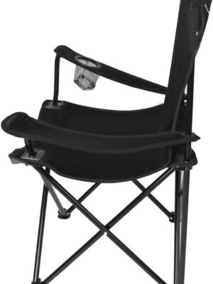 Opvouwbare Vissersstoel met Draagtas - Comfortabele Campingstoel - opvouwbare buitenstoel - strandstoel - Versterkt Frame - draagbare visstoel - Zwart - Afbeelding 5